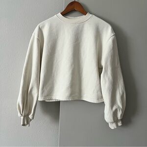 Ivory White Crewneck Semi Cropped Sweatshirt Jumper